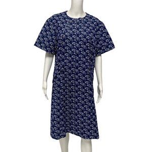 Vintage Cedar Glen Women's Short Sleeve Blue Floral Knee Length Dress Size 22